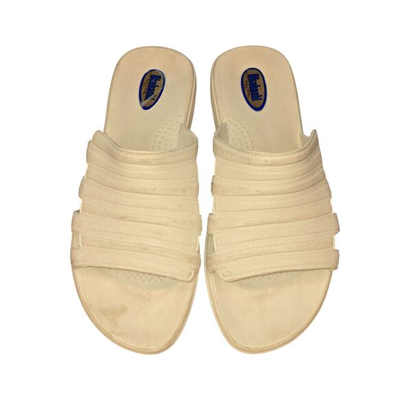 Okabashi Shoes Womens Medium White Slide Sandals USA Comfort Slip On Mules - Picture 1 of 7